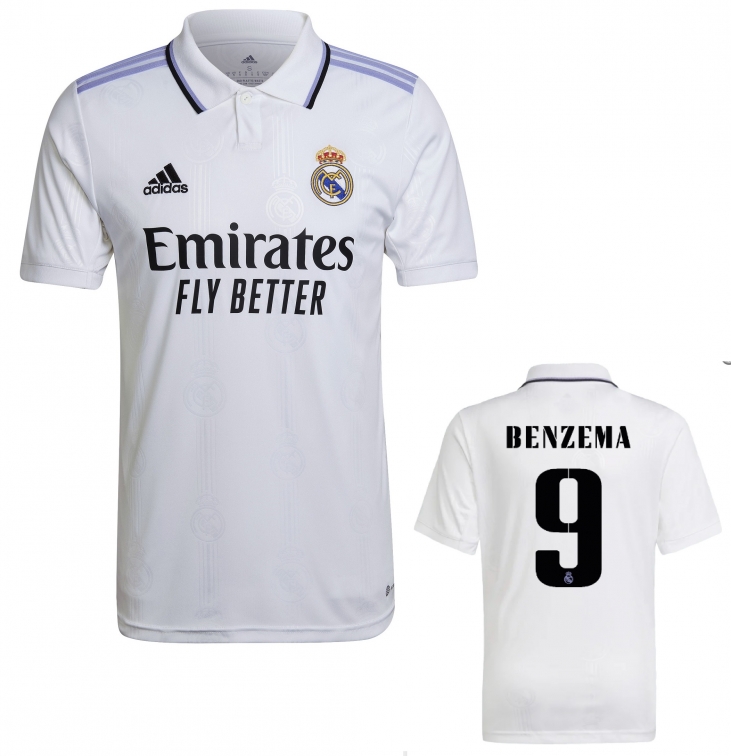 F-shop Maglia Karim Benzema Real Madrid Nero,Maglia Karim Benzema 2020/21 per Ragazza e Uomo 