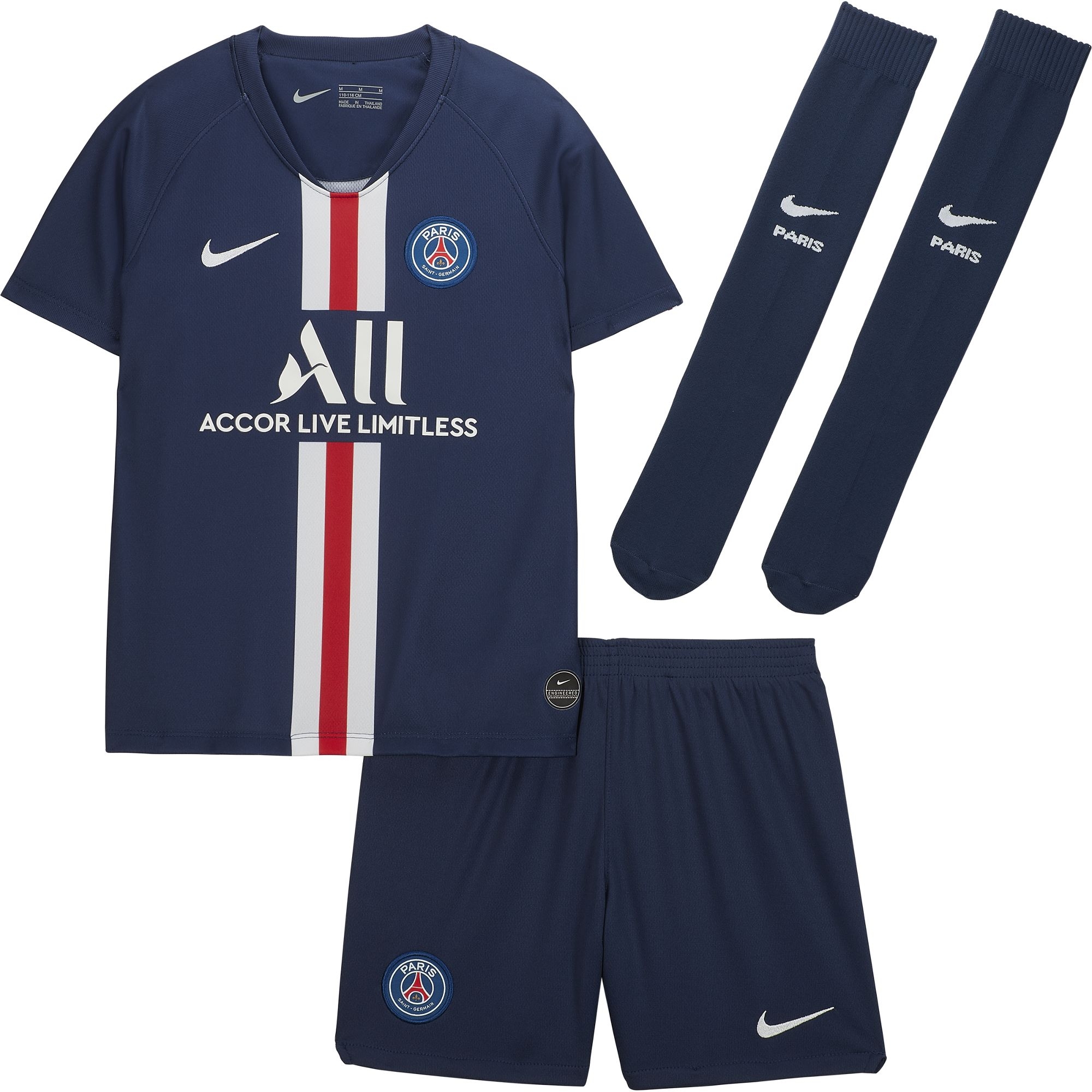 campionato di calcio Lega 1 da bambino / ragazzo Completo della collezione ufficiale PSG composto da maglietta e pantaloncini Paris Saint Germain 