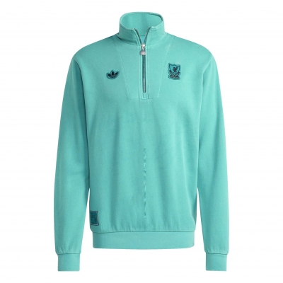 LIVERPOOL FELPA MEZZA ZIP VERDE ORIGINAL VINTAGE 2025-26