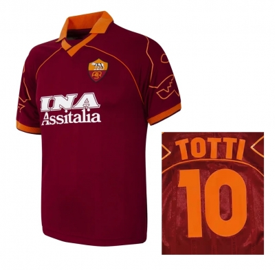 AS ROMA TOTTI RETRO VINTAGE HOME SHIRT 1999-2000