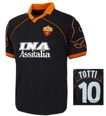 AS ROMA TOTTI RETRO VINTAGE 3RD BLACK SHIRT 1999-2000